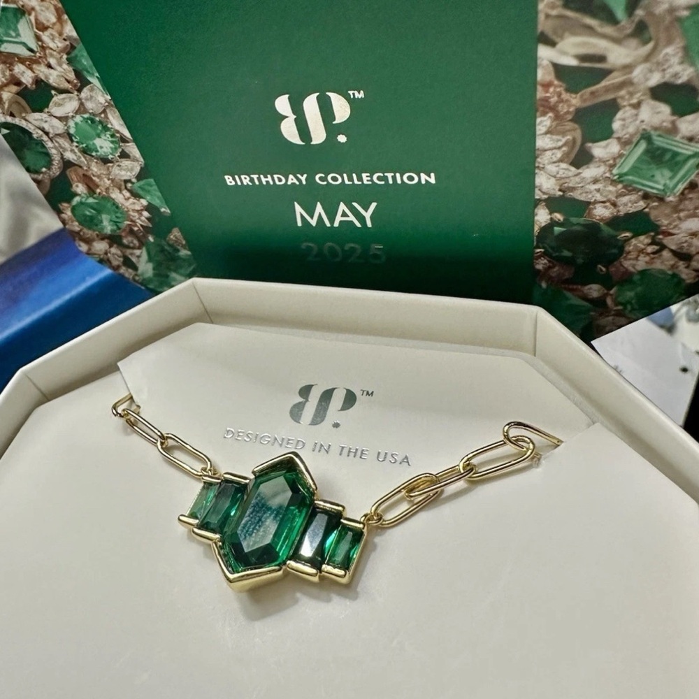 Bomb Party Gold and lab emerald Necklace - May Collection 2025 never worn